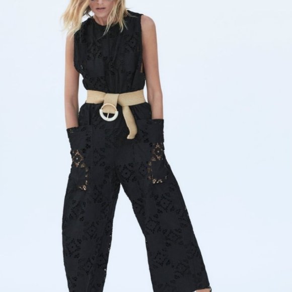Zara Pants - Zara Full Length Sleeveless Embroidered Jumpsuit